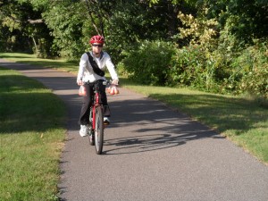 Biking outdoors